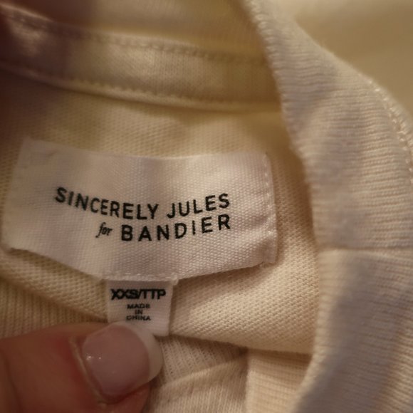 Womens Sincerely Jules For Bandier White T-Shirt XXS - Picture 5 of 5